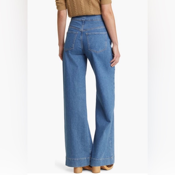 NWT $268 FRAME Le Hardy High Waist Wide Leg Jeans in 'Deepwater' in size 32! - Picture 2 of 12